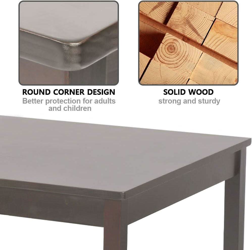 Espresso Finish Rectangular Solid Wood Dining Table Four Seater