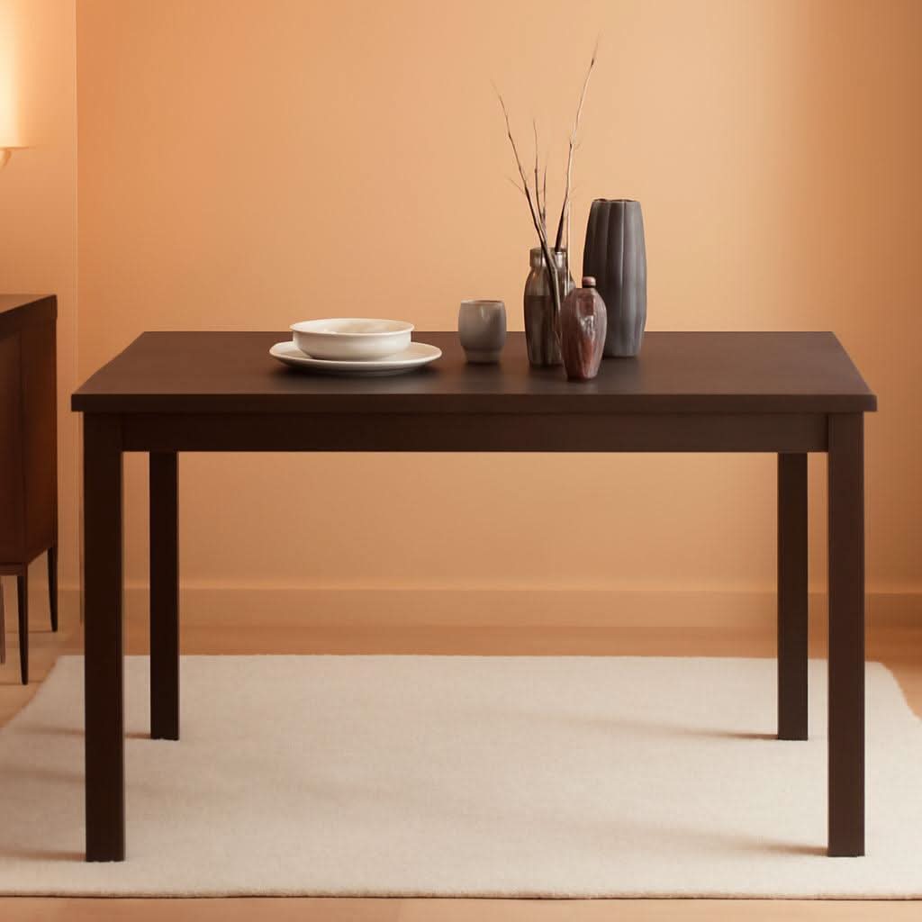 Espresso Finish Rectangular Solid Wood Dining Table Four Seater