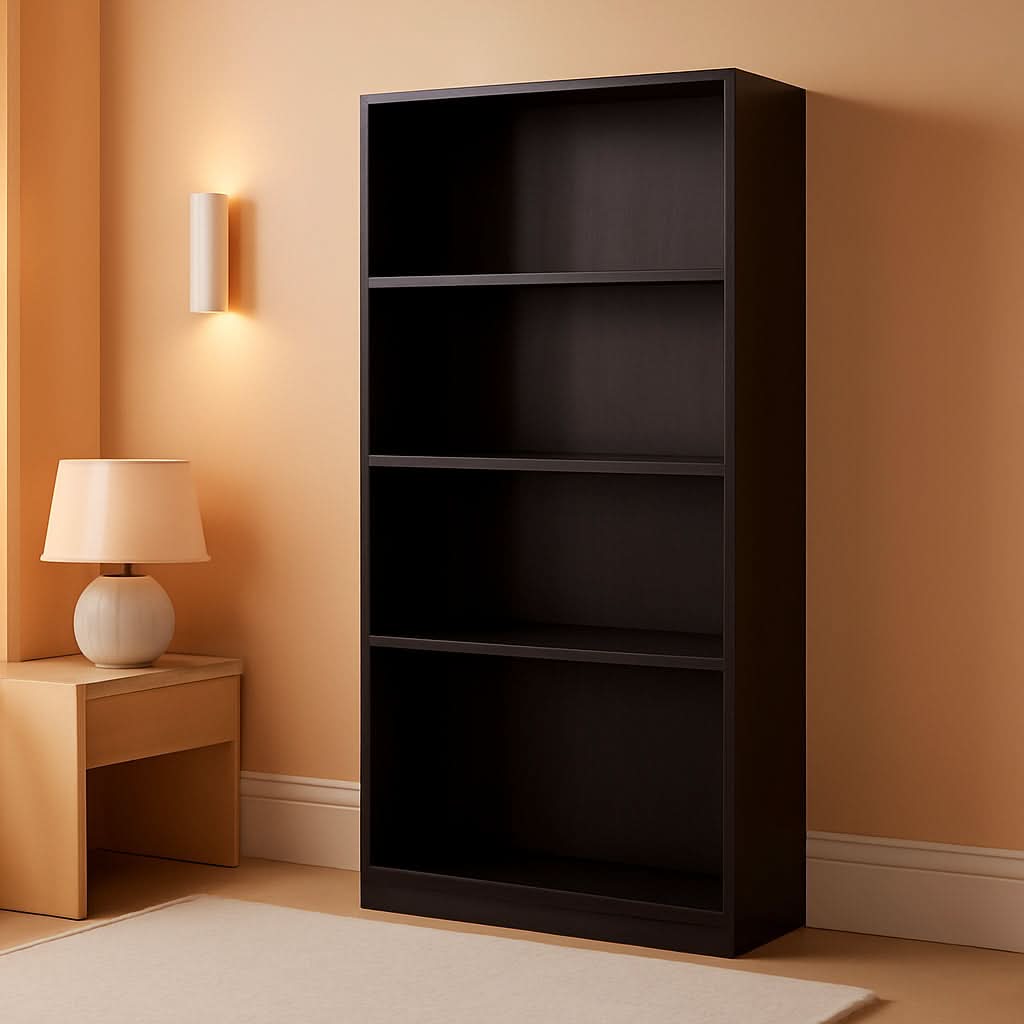 Espresso Four Tier Bookcase Bookshelf Storage Shelves
