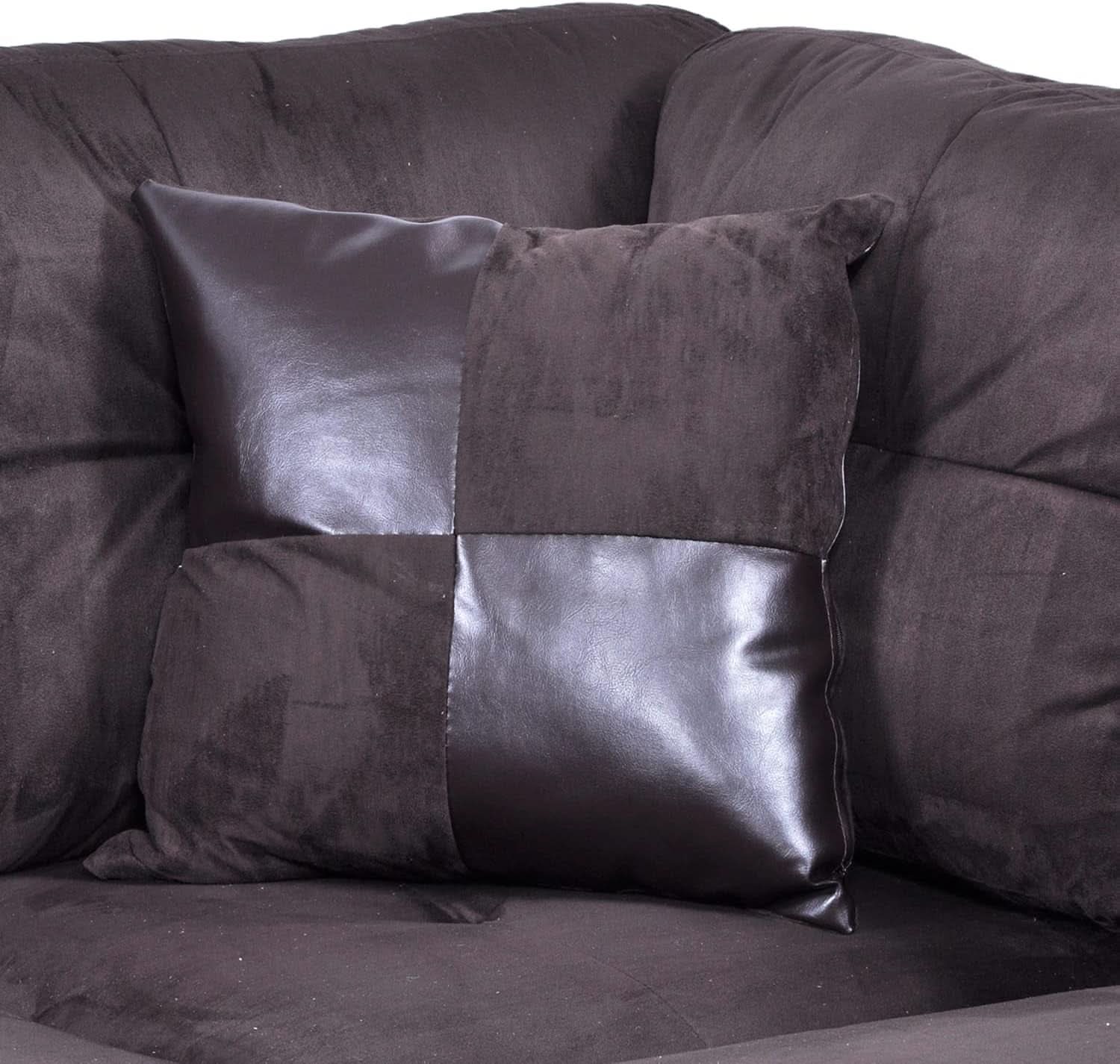 Espresso L Shaped Sectional Sofa Set Left Hand Facing