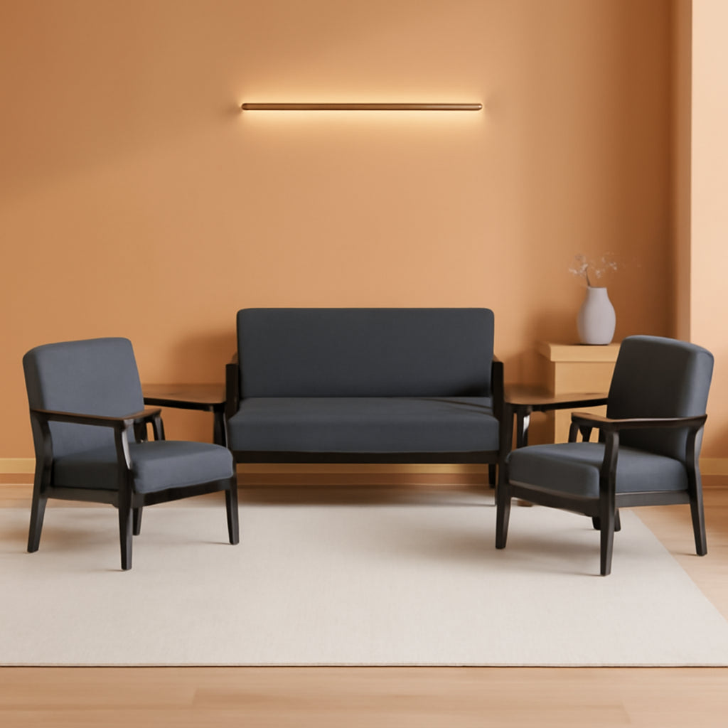Espresso Loveseat And Chair Living Room Set Three Piece