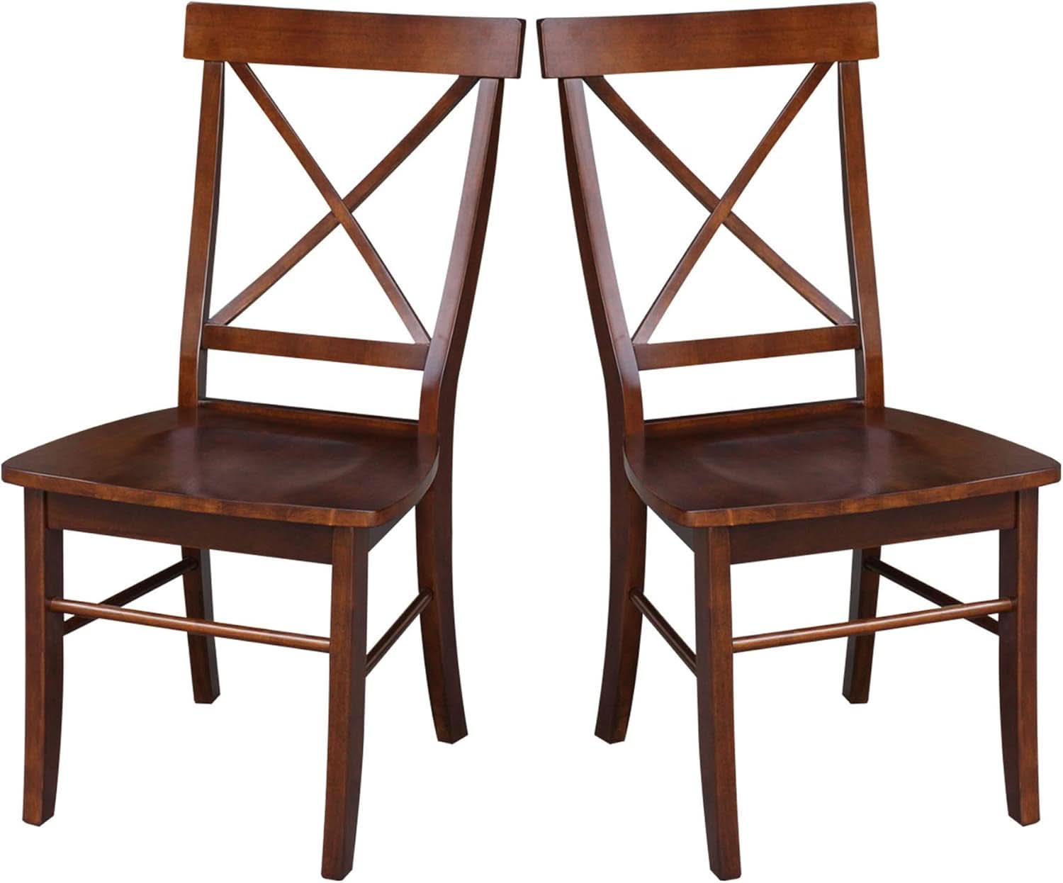 Espresso Solid Wood X Back Dining Chairs Set For Kitchen
