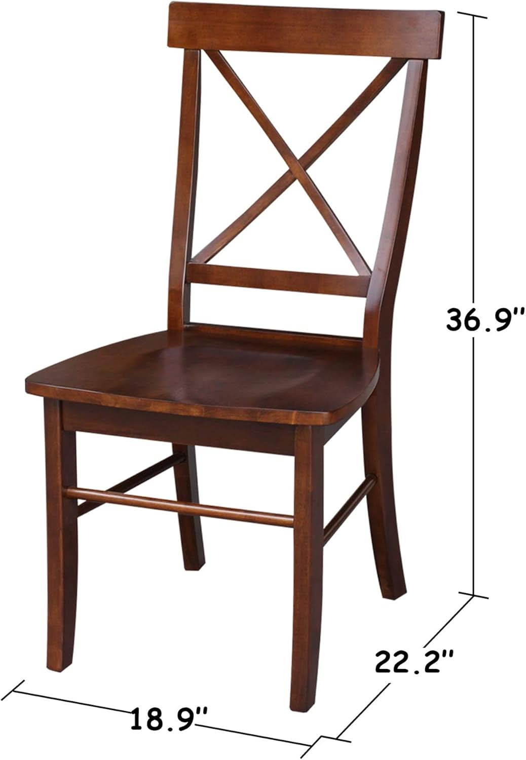 Espresso Solid Wood X Back Dining Chairs Set For Kitchen