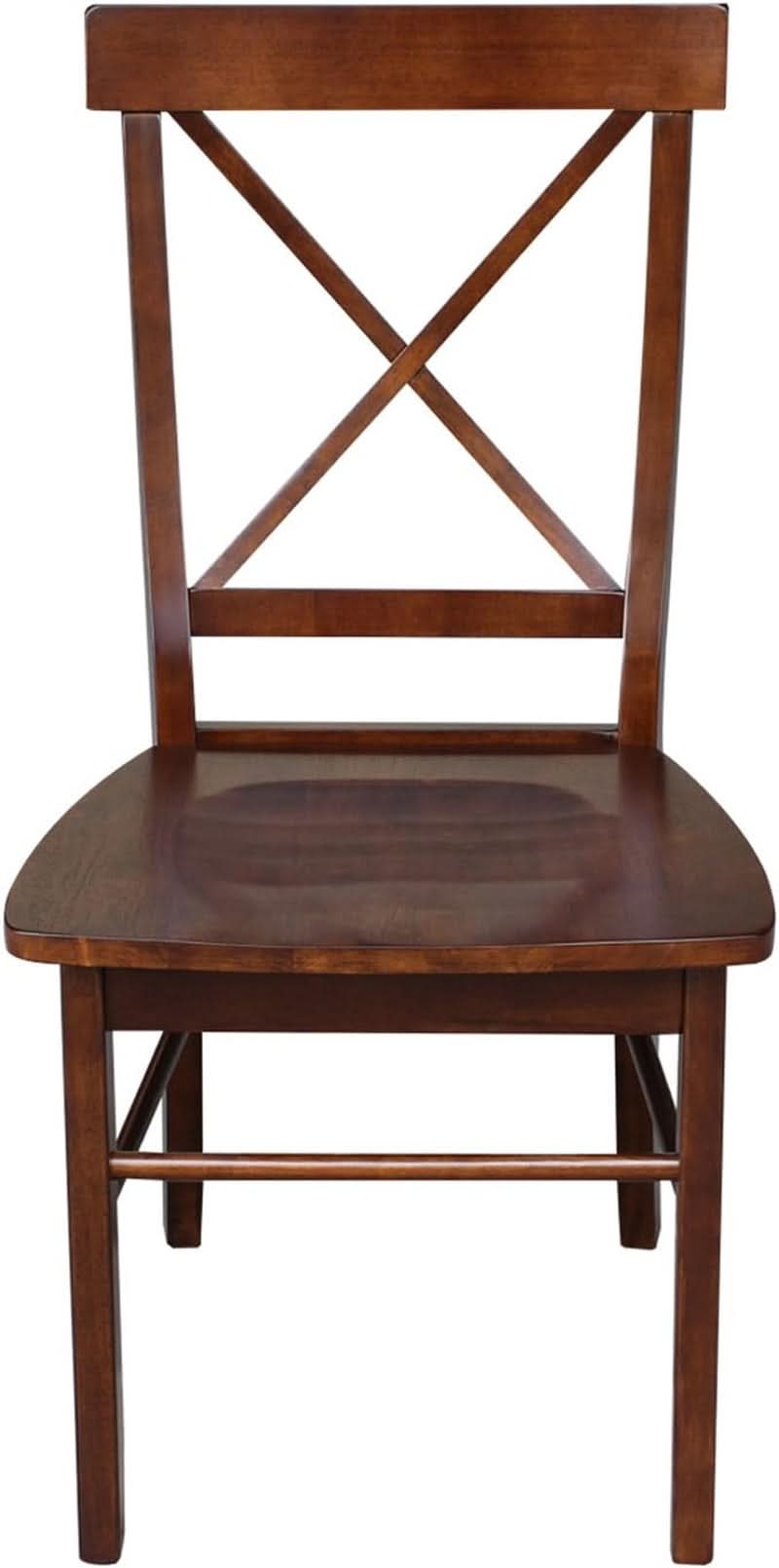Espresso Solid Wood X Back Dining Chairs Set For Kitchen