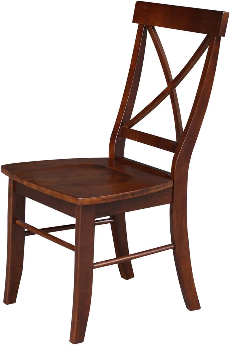 Espresso Solid Wood X Back Dining Chairs Set For Kitchen