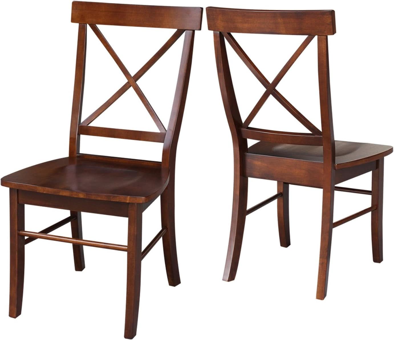 Espresso Solid Wood X Back Dining Chairs Set For Kitchen