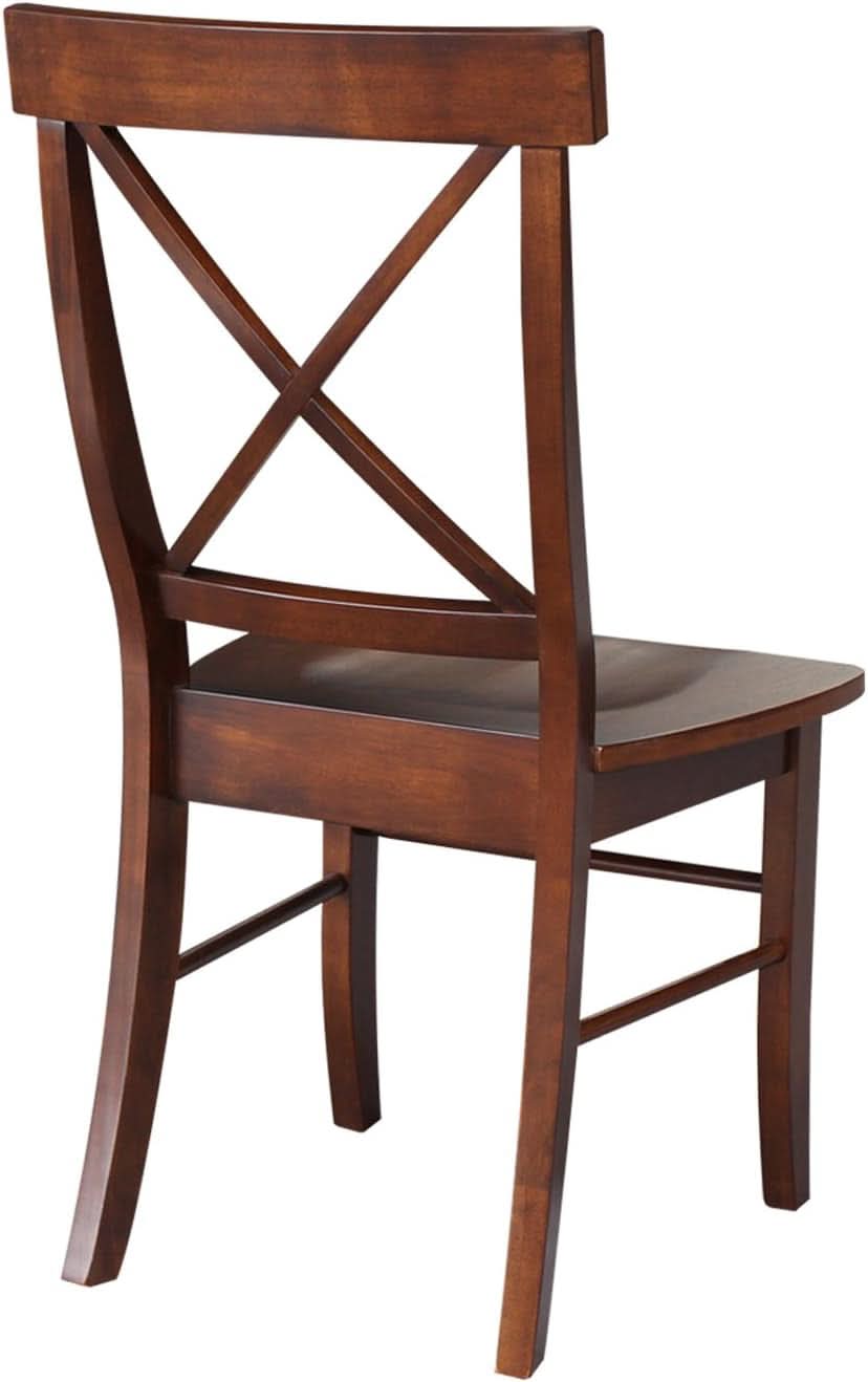 Espresso Solid Wood X Back Dining Chairs Set For Kitchen