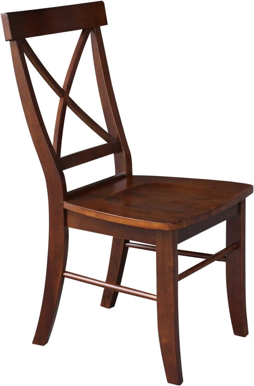 Espresso Solid Wood X Back Dining Chairs Set For Kitchen