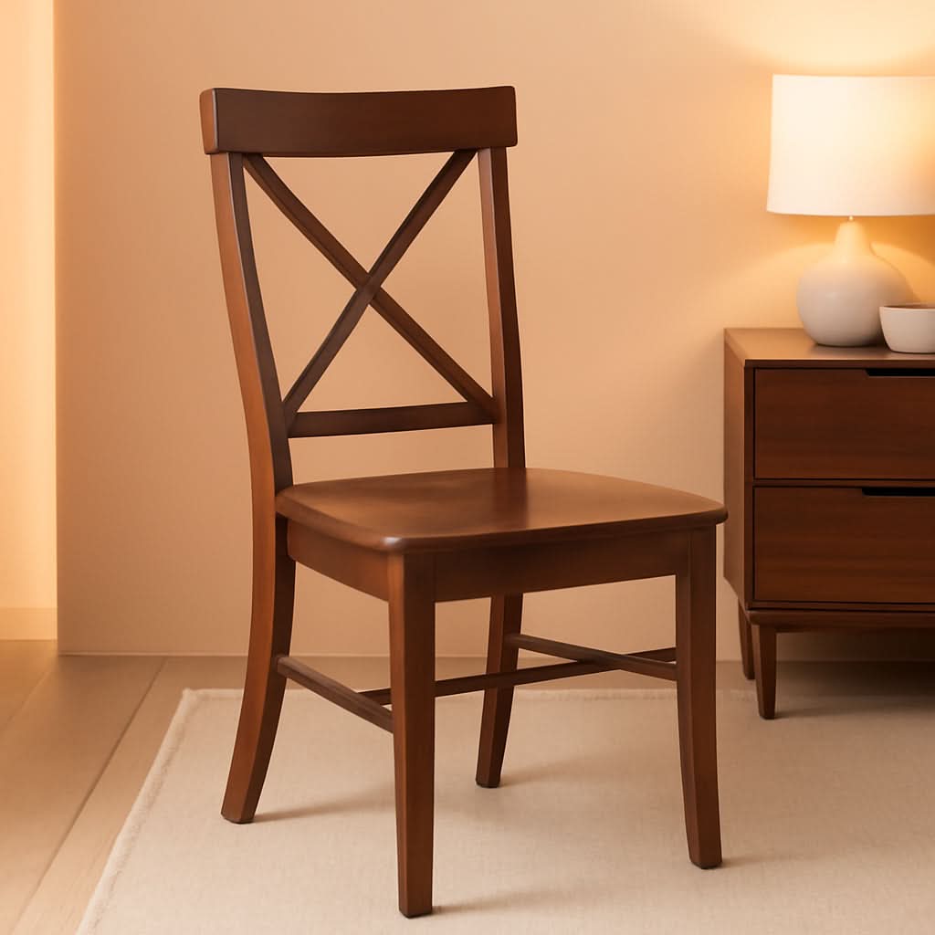 Espresso Solid Wood X Back Dining Chairs Set For Kitchen