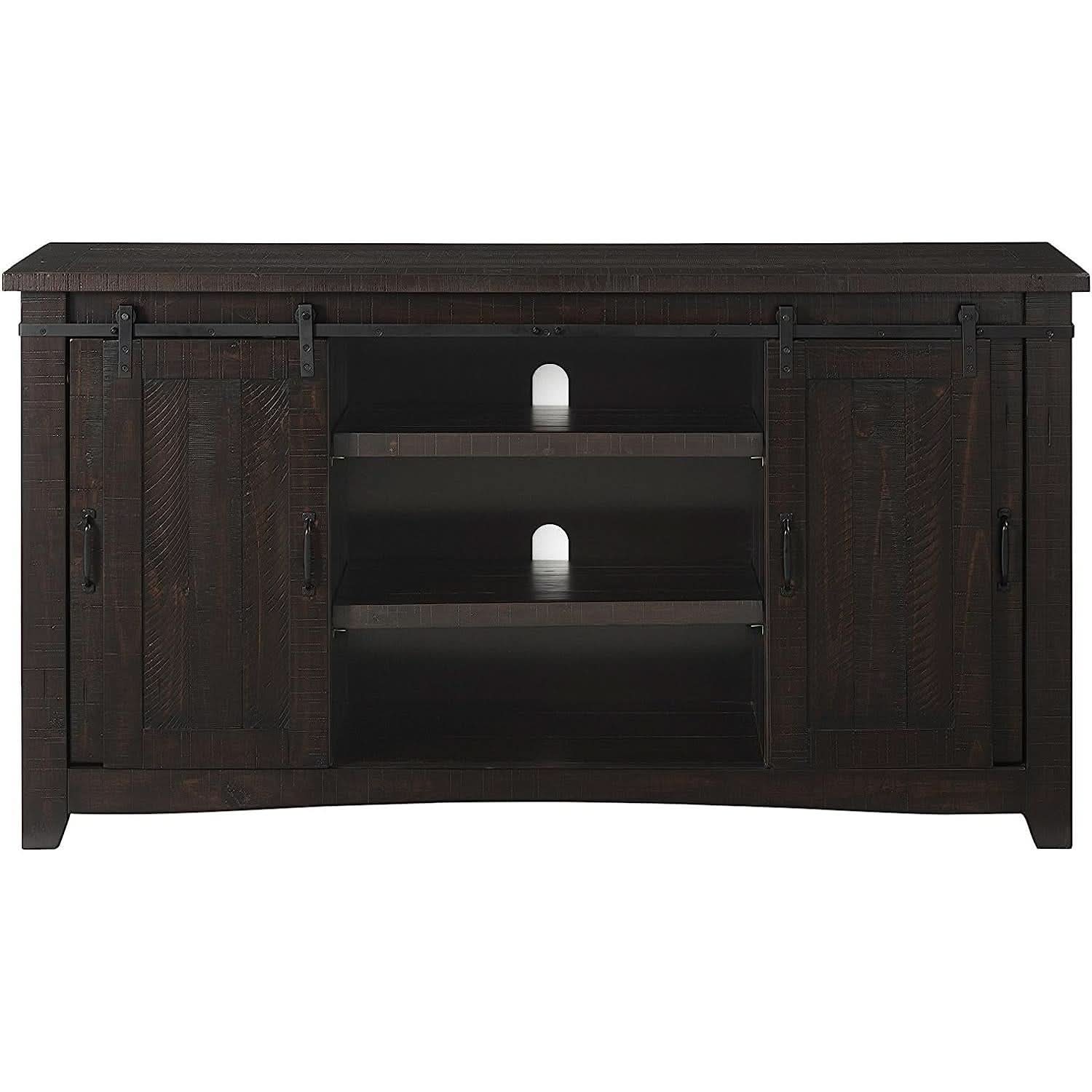Espresso TV Stand With Sliding Barn Doors Solid Pine