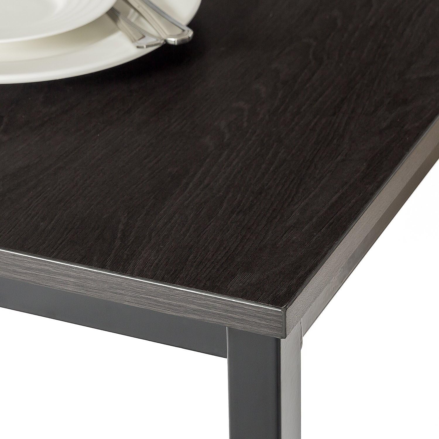 Espresso Textured Metal Frame Dining Table Benches