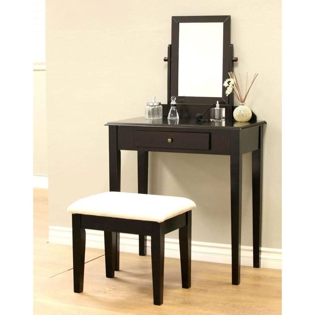 Espresso Transitional Vanity Set With Mirror For Home Use