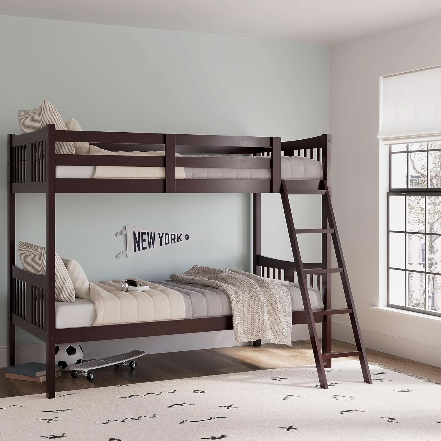 Espresso Twin Over Twin Bunk Bed GREENGUARD Gold Certified