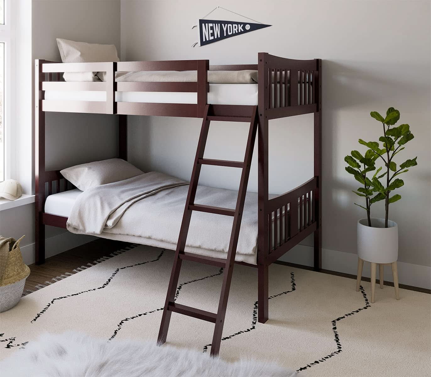 Espresso Twin Over Twin Bunk Bed GREENGUARD Gold Certified