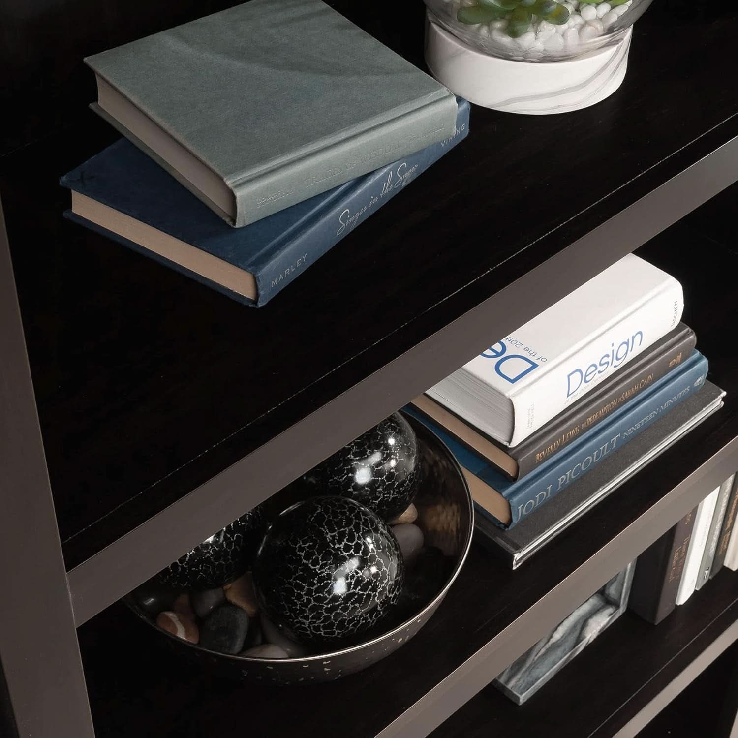 Estate Black 5 Shelf Bookcase 35.28 x 13.23 x 69.76 Inches