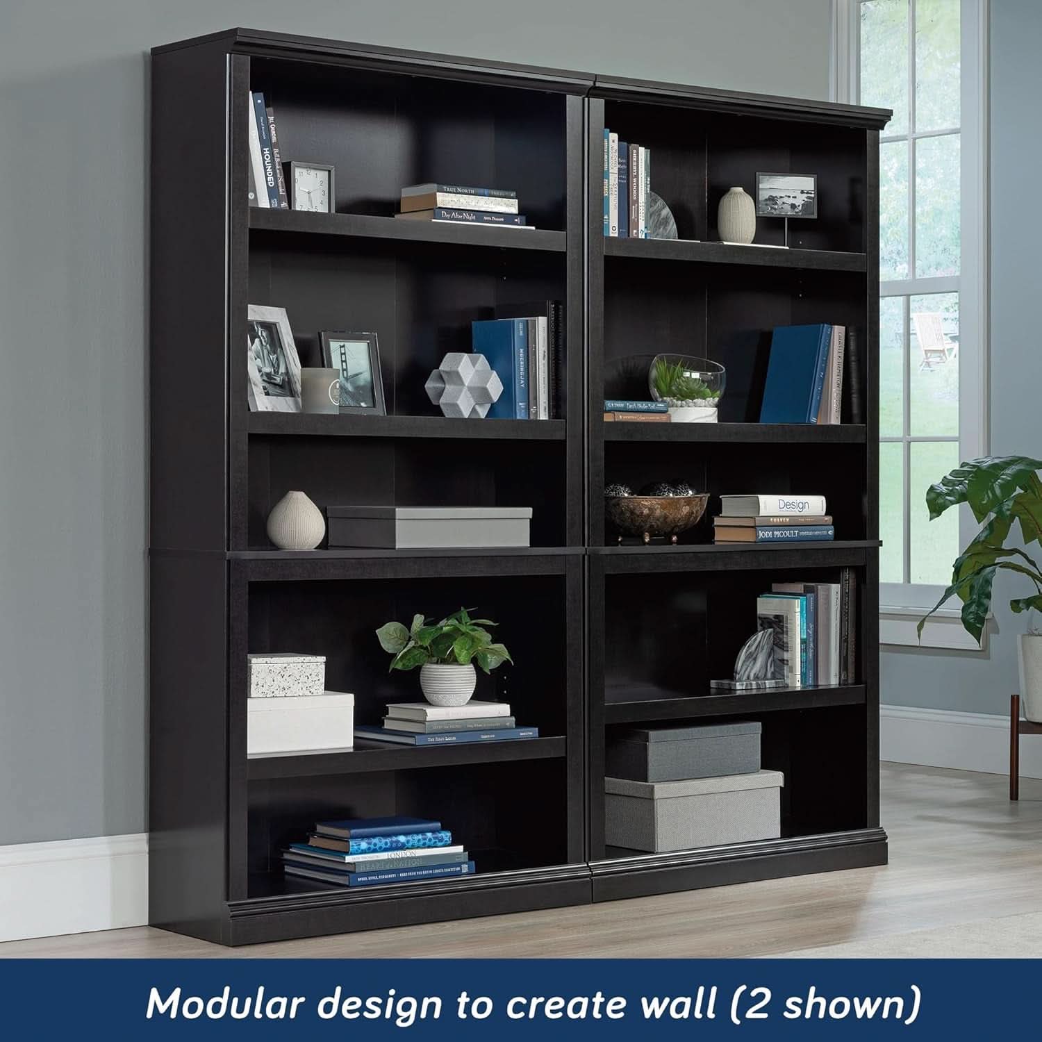 Estate Black 5 Shelf Bookcase 35.28 x 13.23 x 69.76 Inches
