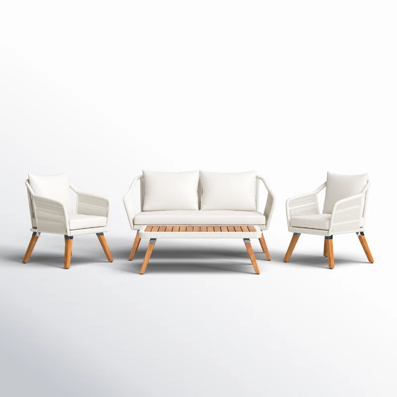 Eucalyptus 4 Person Patio Conversation Set With Cushions