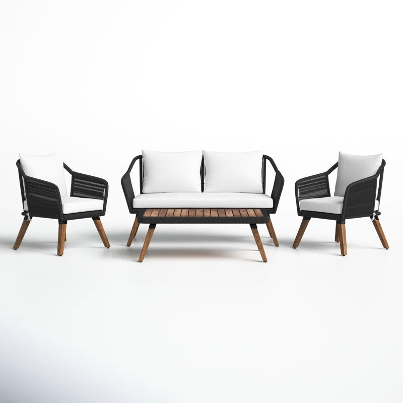 Eucalyptus 4 Person Patio Conversation Set With Cushions