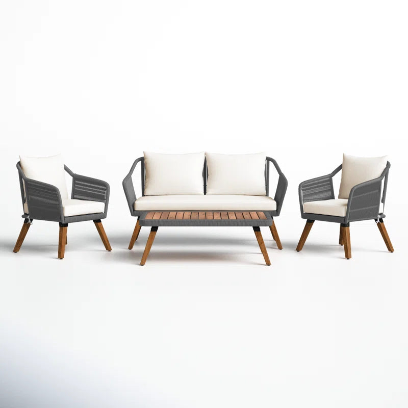 Eucalyptus 4 Person Patio Conversation Set With Cushions
