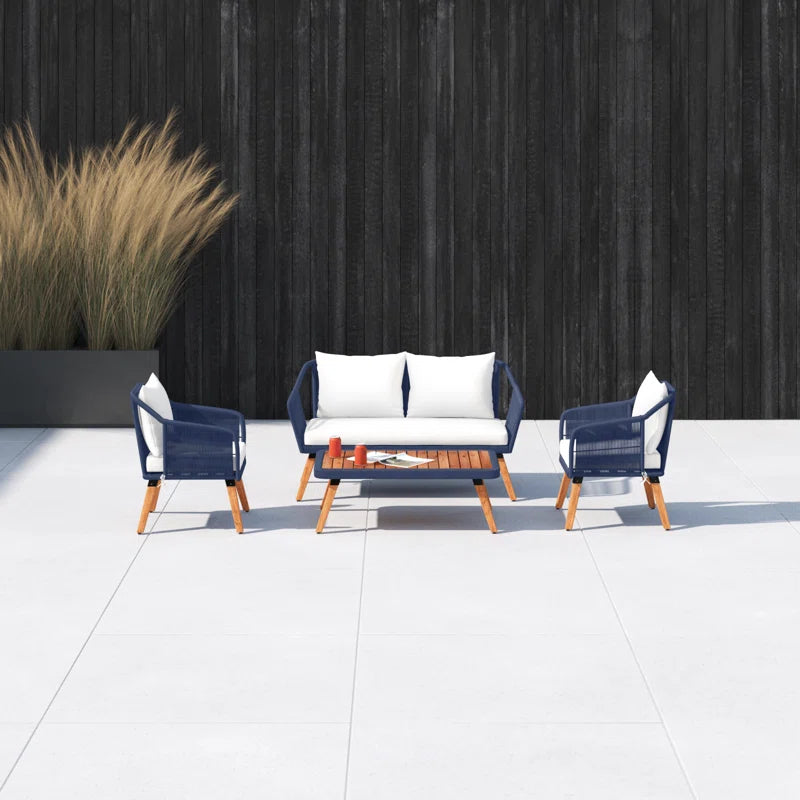 Eucalyptus 4 Person Patio Conversation Set With Cushions