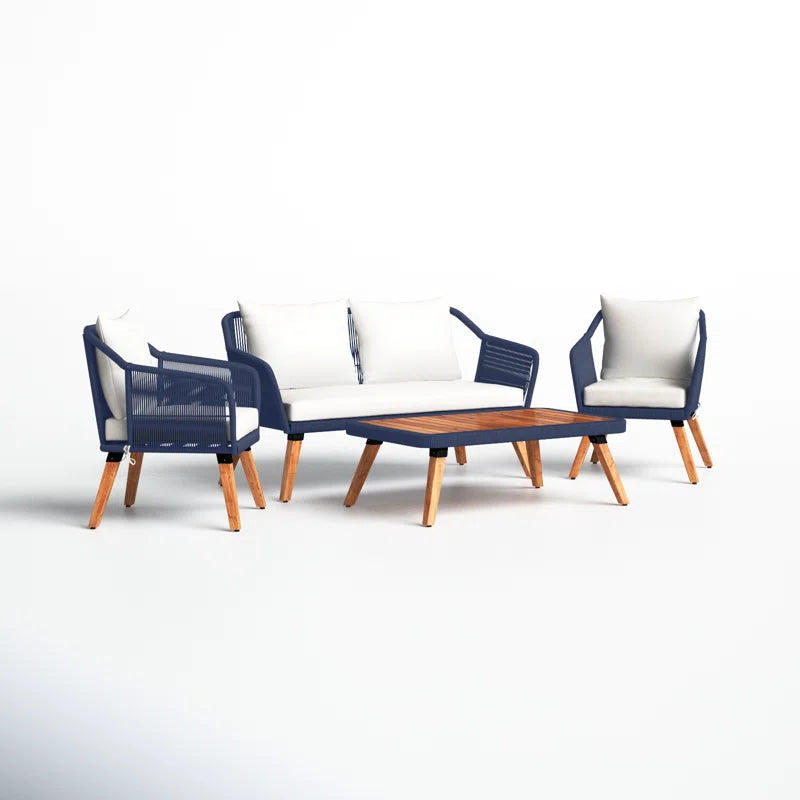 Eucalyptus 4 Person Patio Conversation Set With Cushions