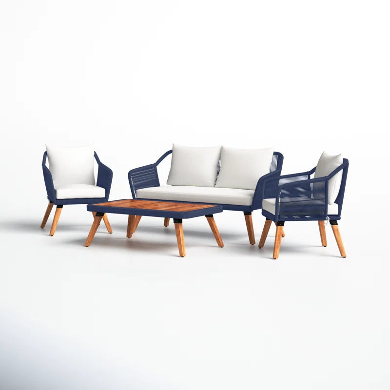 Eucalyptus 4 Person Patio Conversation Set With Cushions