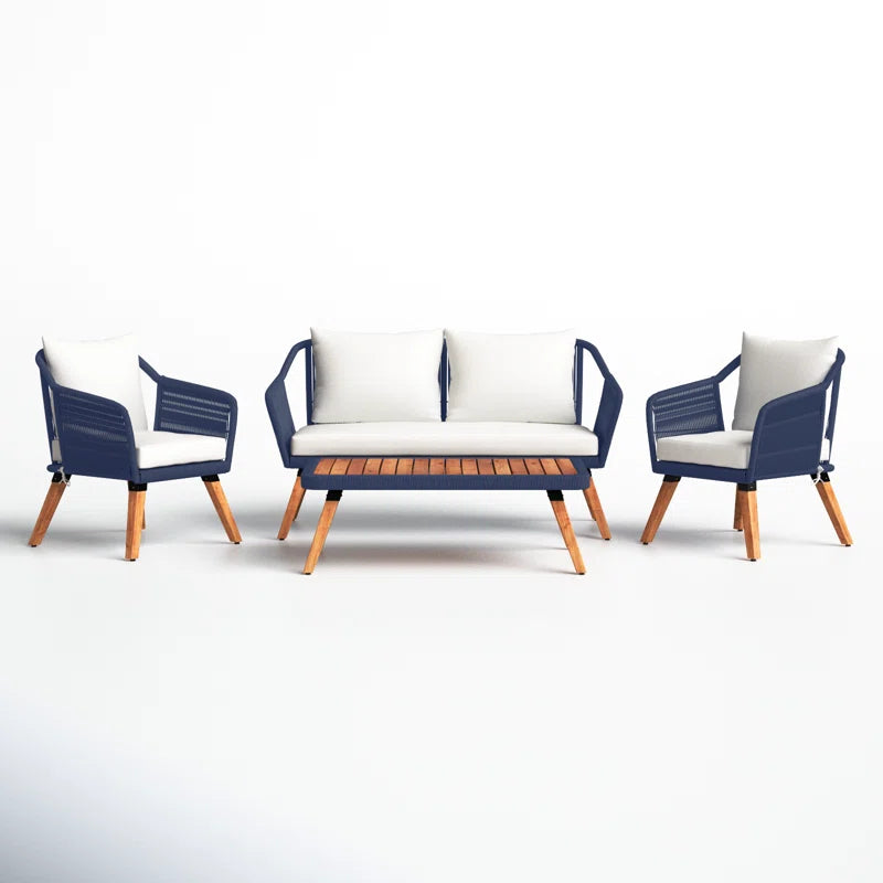 Eucalyptus 4 Person Patio Conversation Set With Cushions