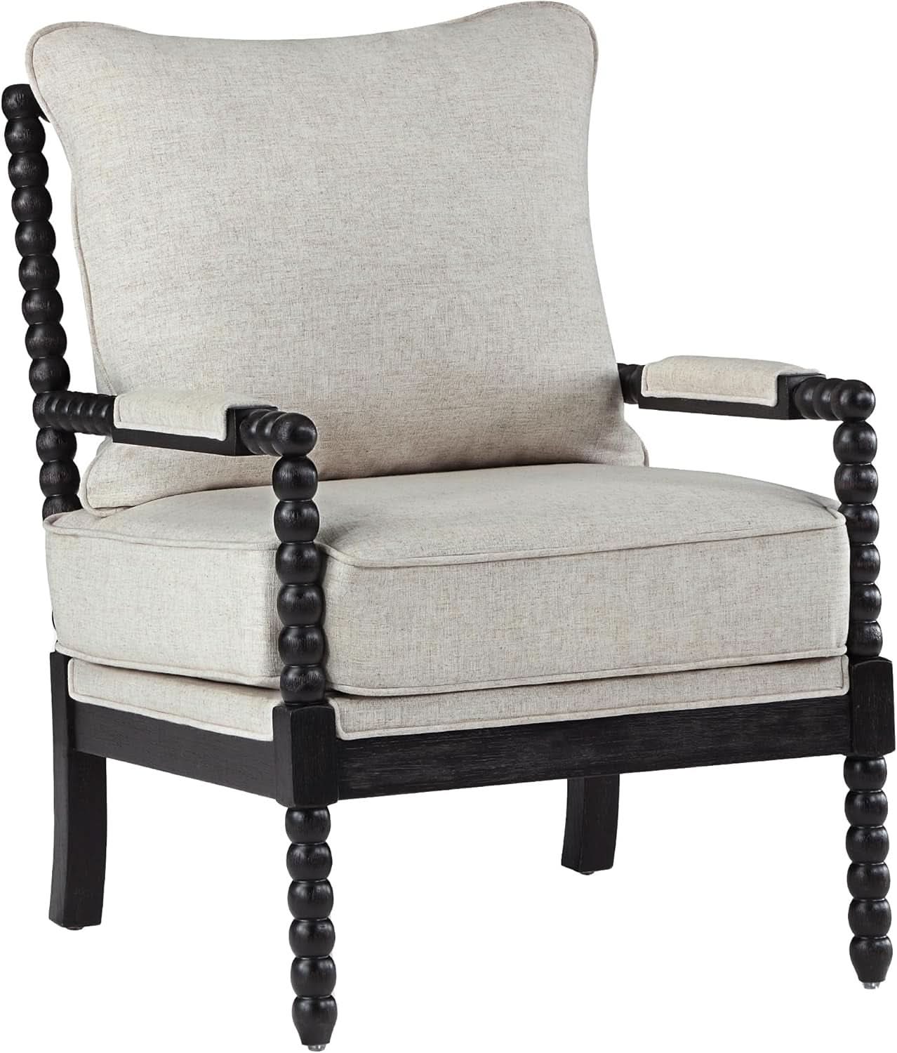 European Linen Spindle Armchairs Set Pair Cushions
