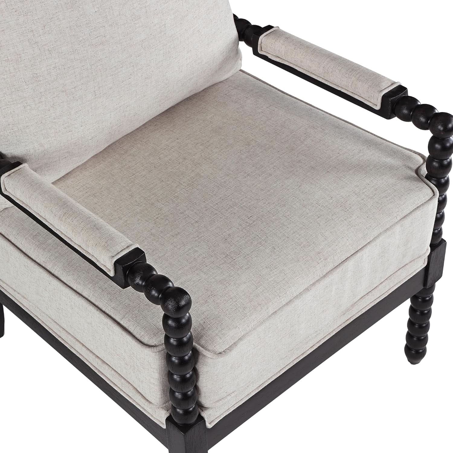European Linen Spindle Armchairs Set Pair Cushions
