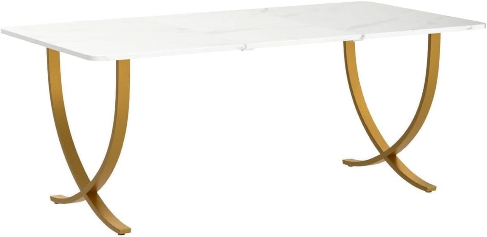 Executive Desk 63W X 31.5D White And Gold Computer Desk