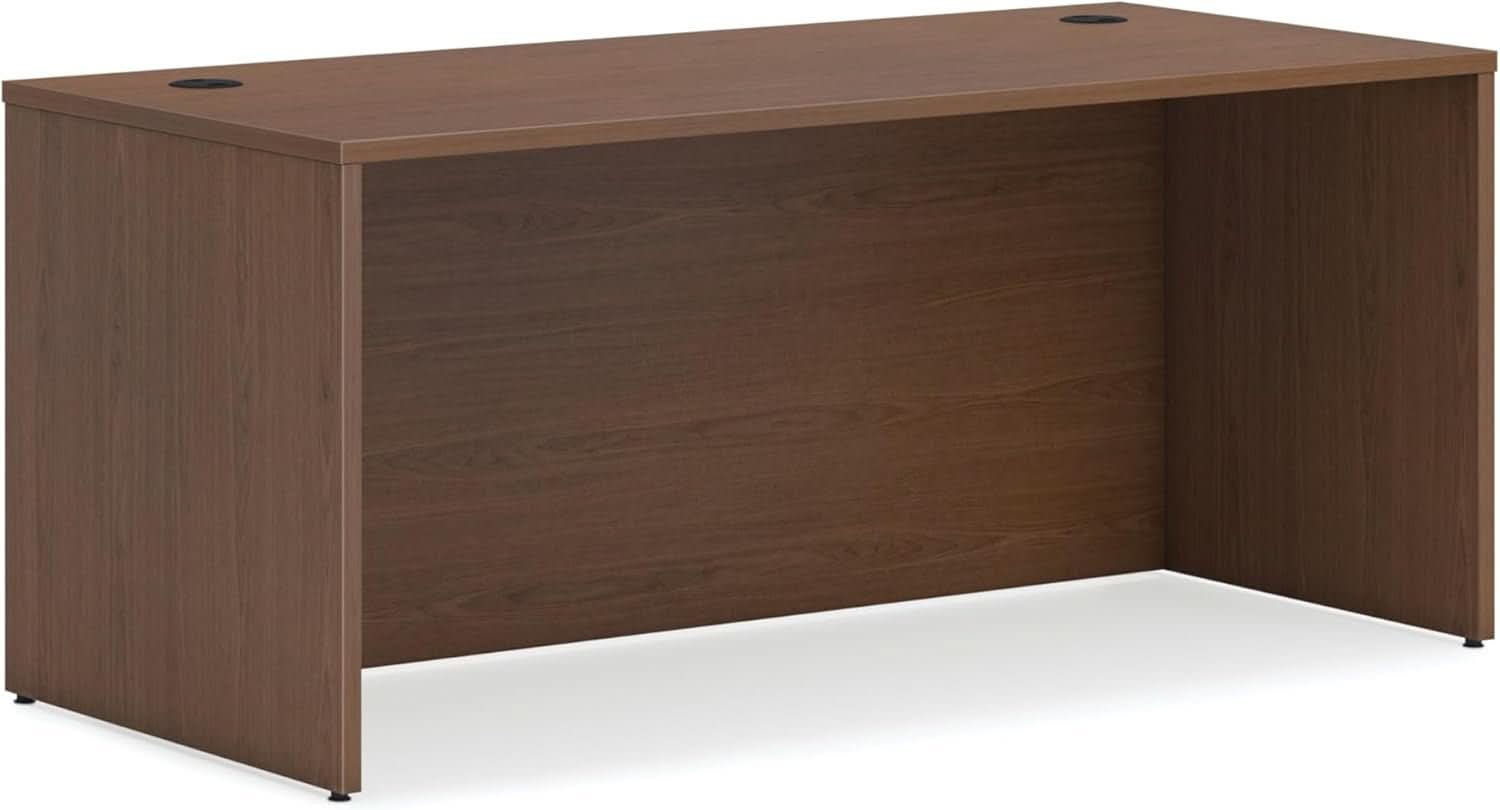 Executive Desk 66 Inch With Cord Management Walnut Laminate