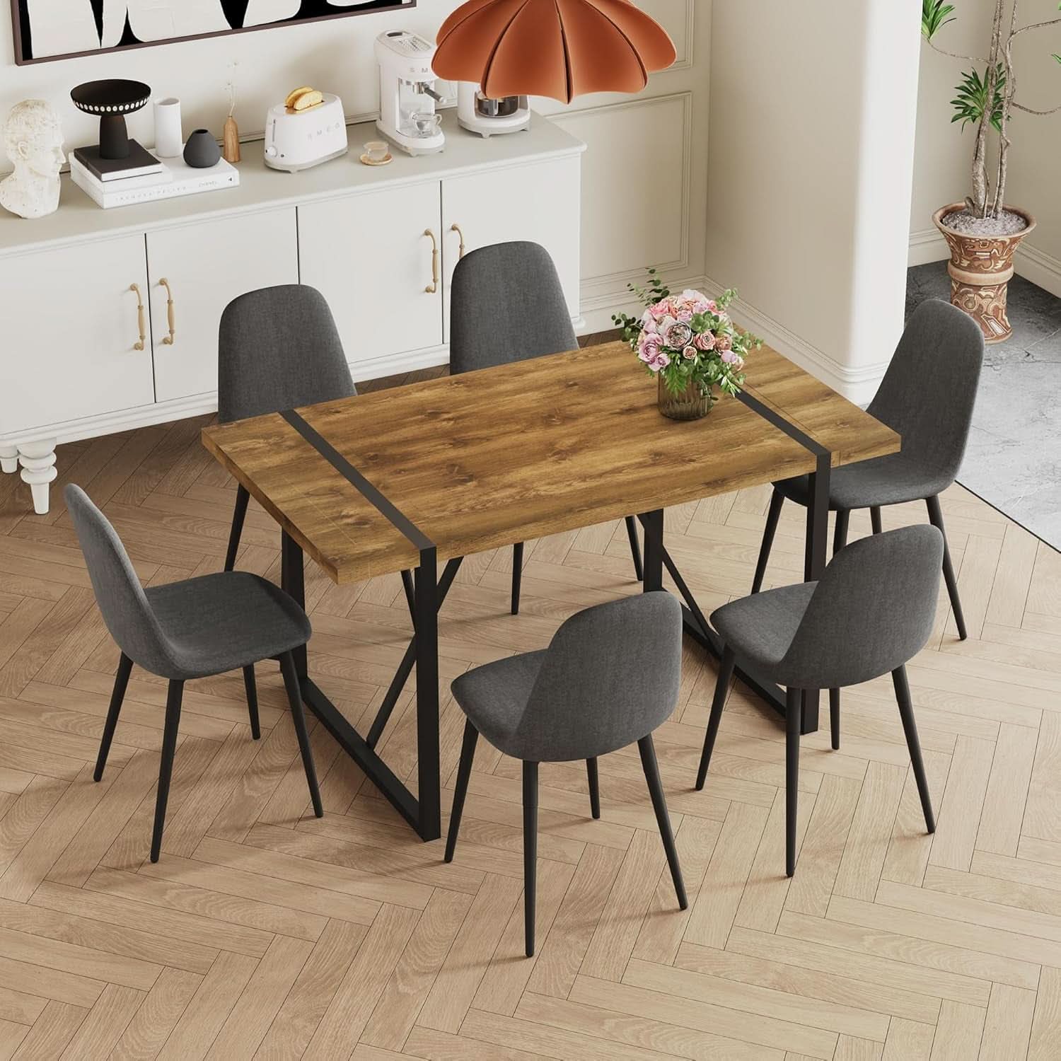 Executive Industrial Solid Walnut Dining Table Set