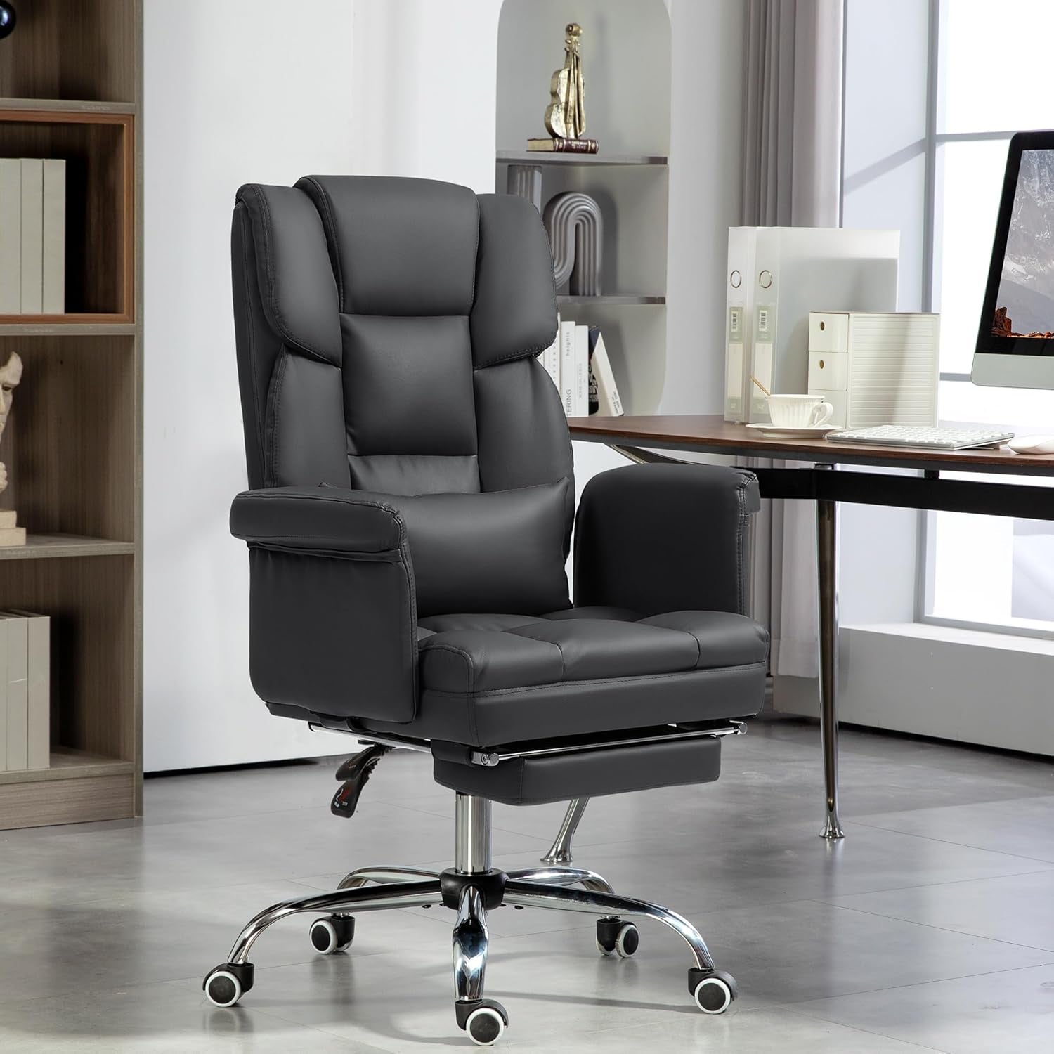 Executive Office Chair Black Footrest And Lumbar Support