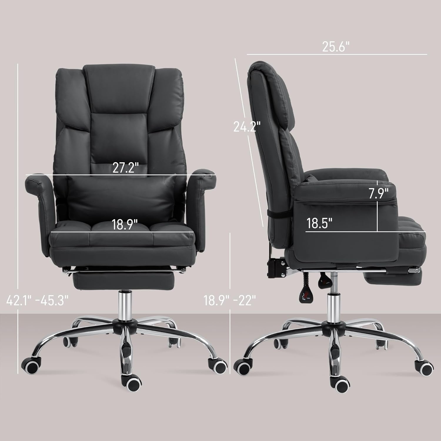 Executive Office Chair Black Footrest And Lumbar Support