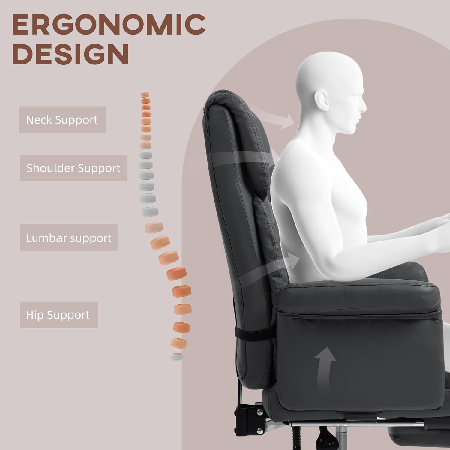 Executive Office Chair Black Footrest And Lumbar Support