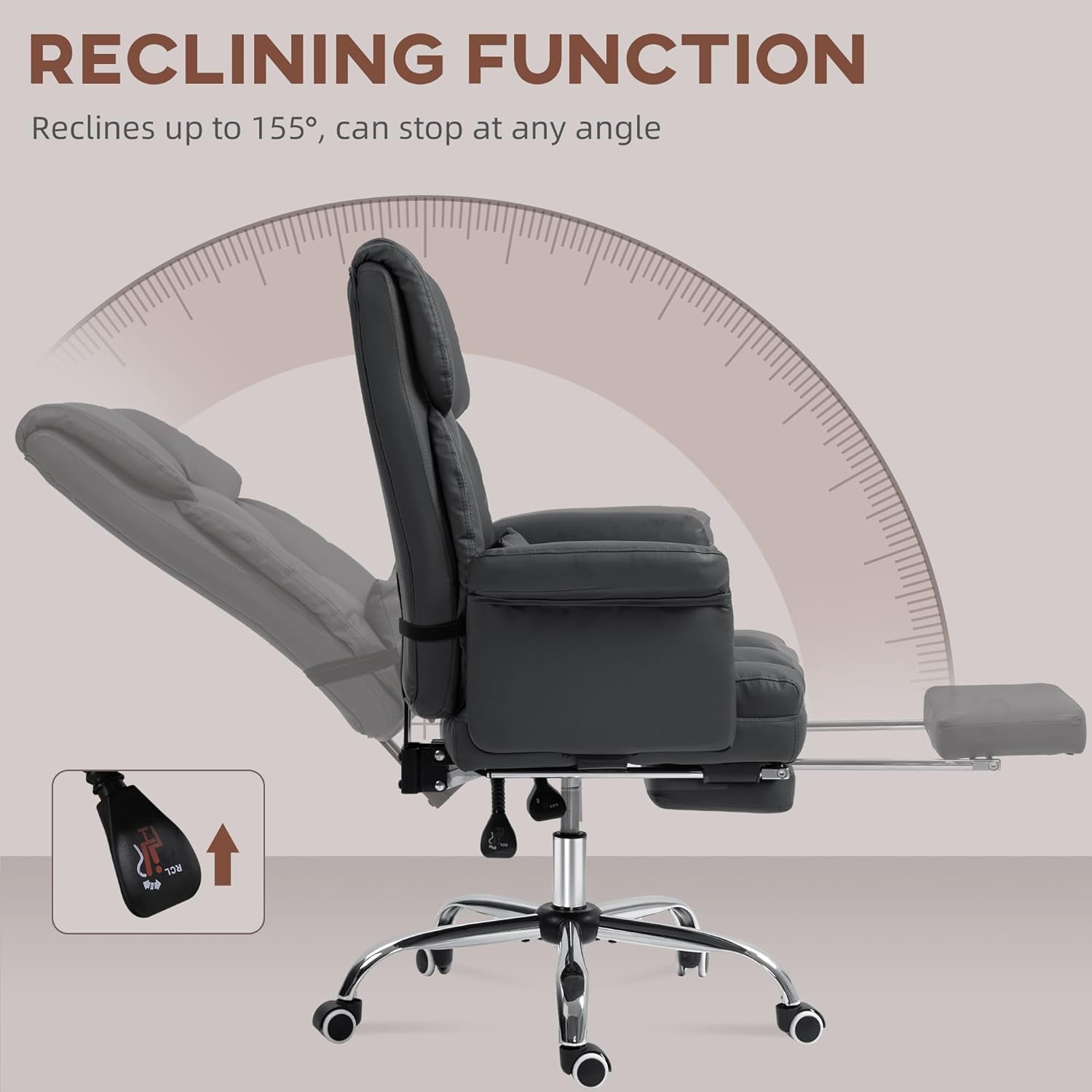 Executive Office Chair Black Footrest And Lumbar Support