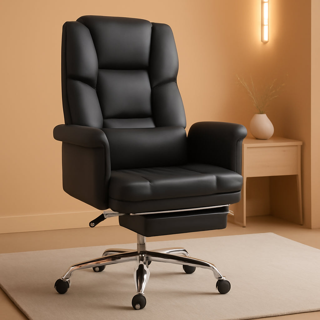Executive Office Chair Black Footrest And Lumbar Support