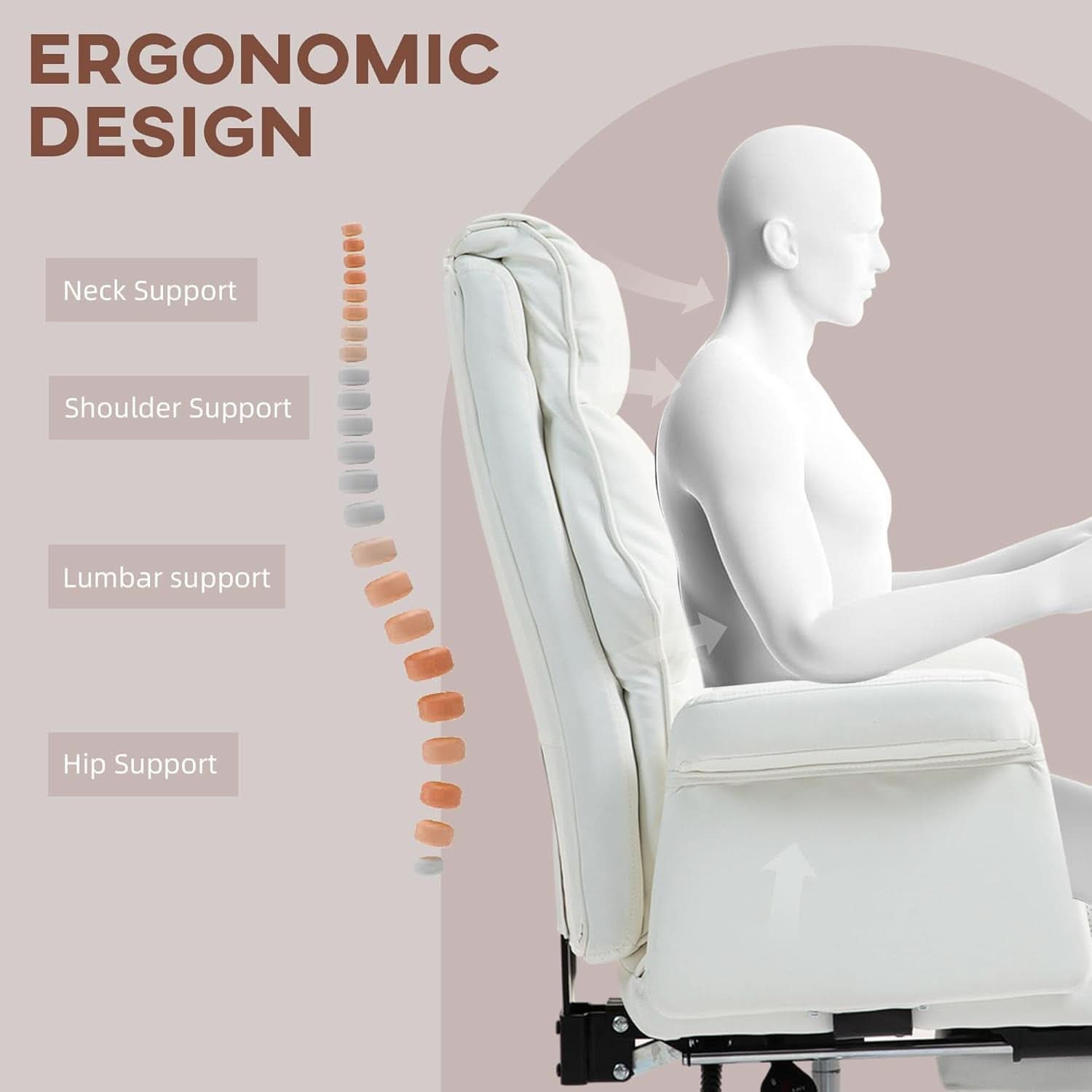 Executive Office Chair White With Footrest Ergonomic Design