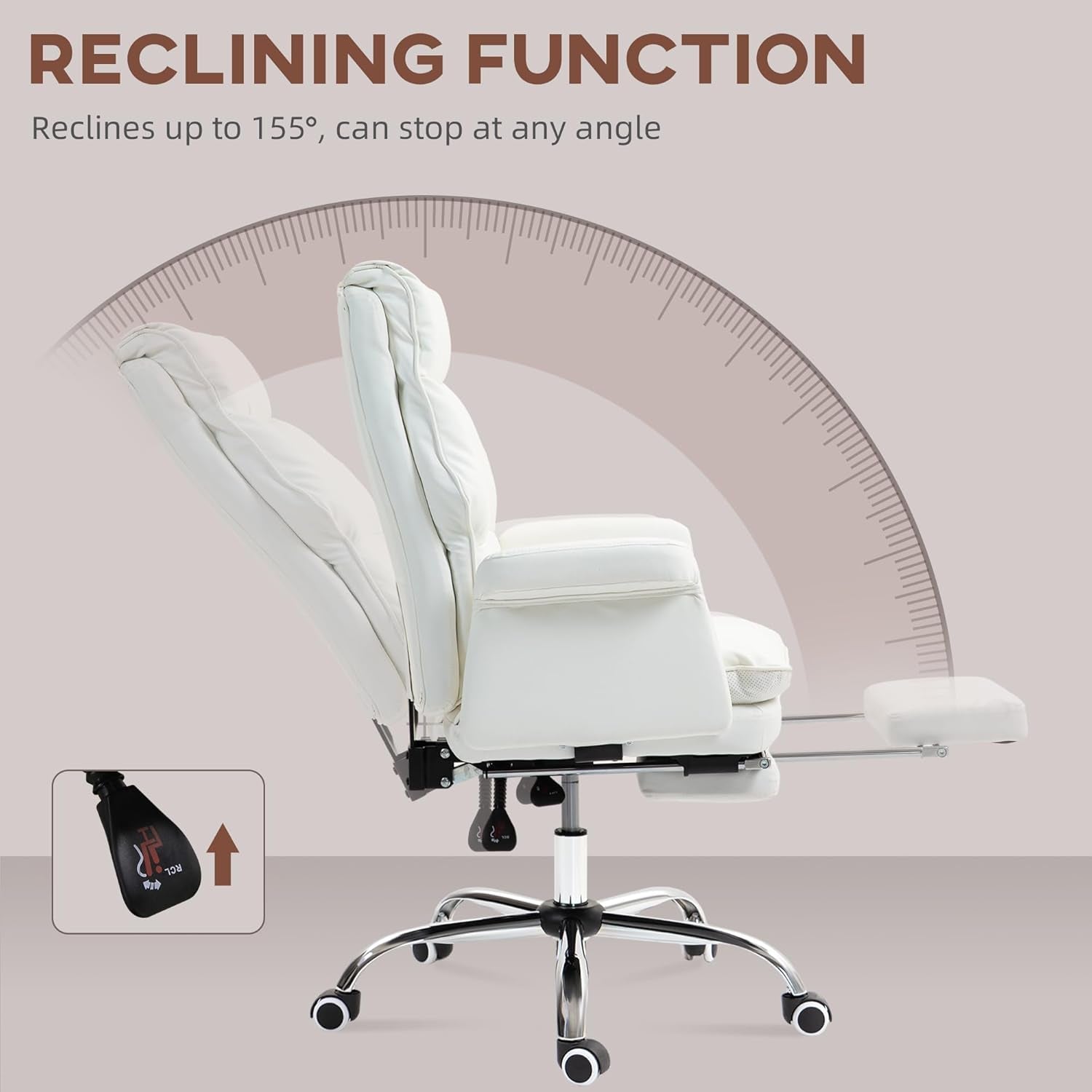 Executive Office Chair White With Footrest Ergonomic Design