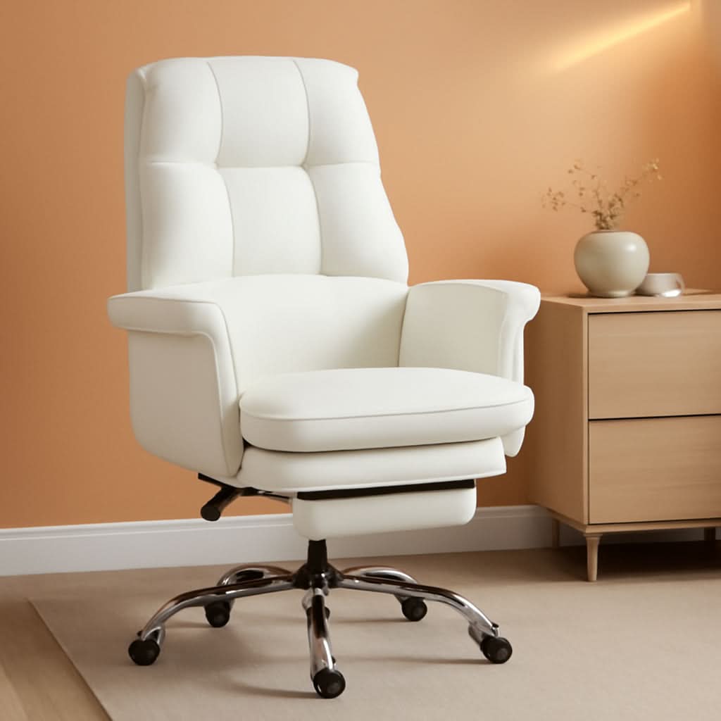 Executive Office Chair White With Footrest Ergonomic Design