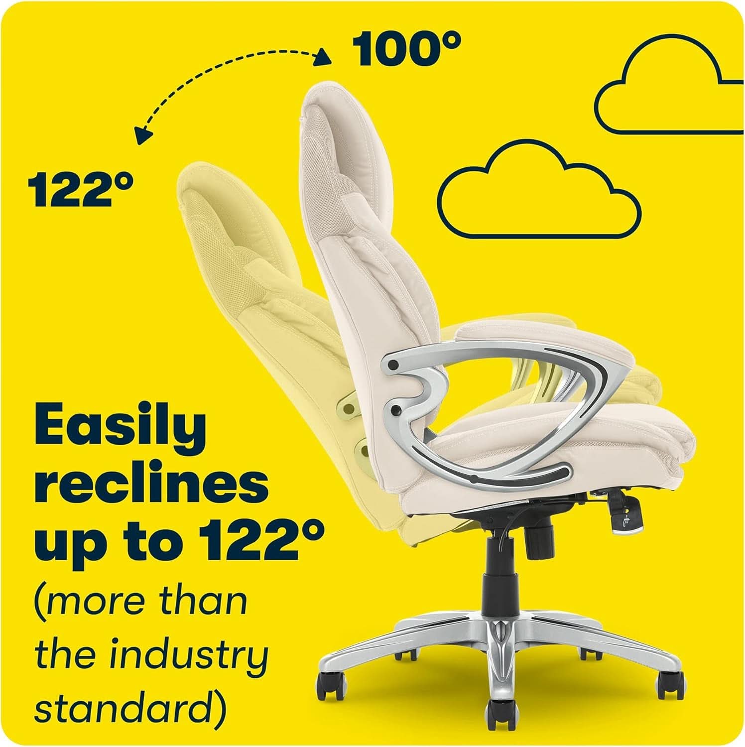 Executive Office Chair With AIR Lumbar Support Cream White