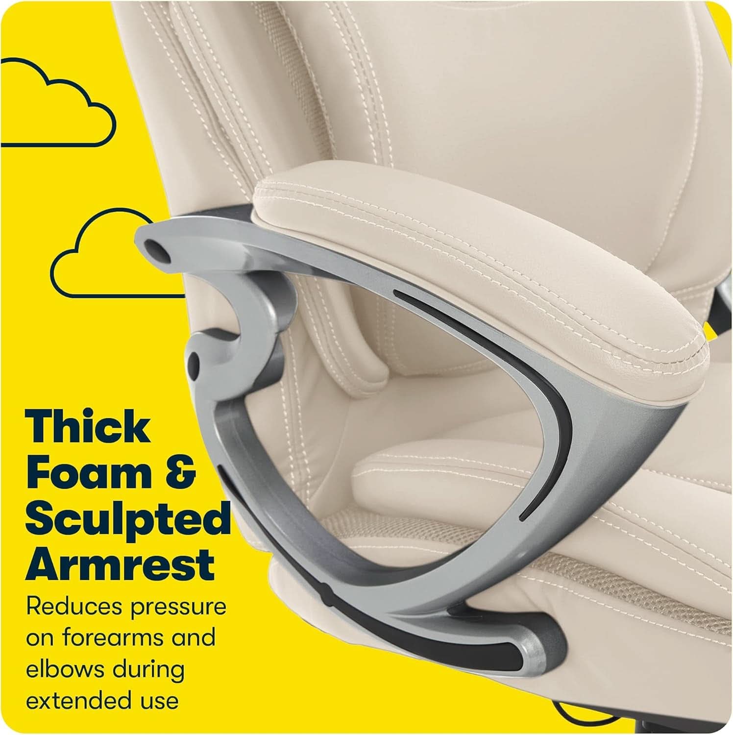 Executive Office Chair With AIR Lumbar Support Cream White