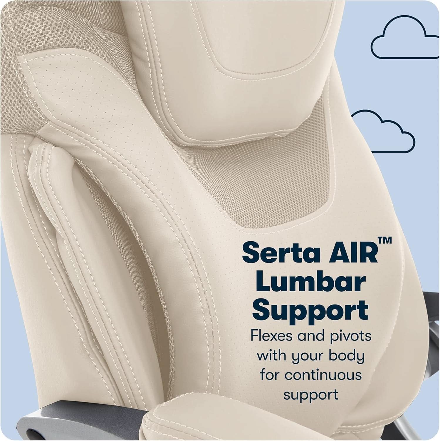 Executive Office Chair With AIR Lumbar Support Cream White