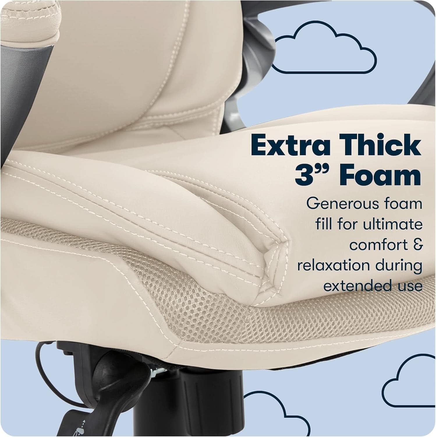 Executive Office Chair With AIR Lumbar Support Cream White