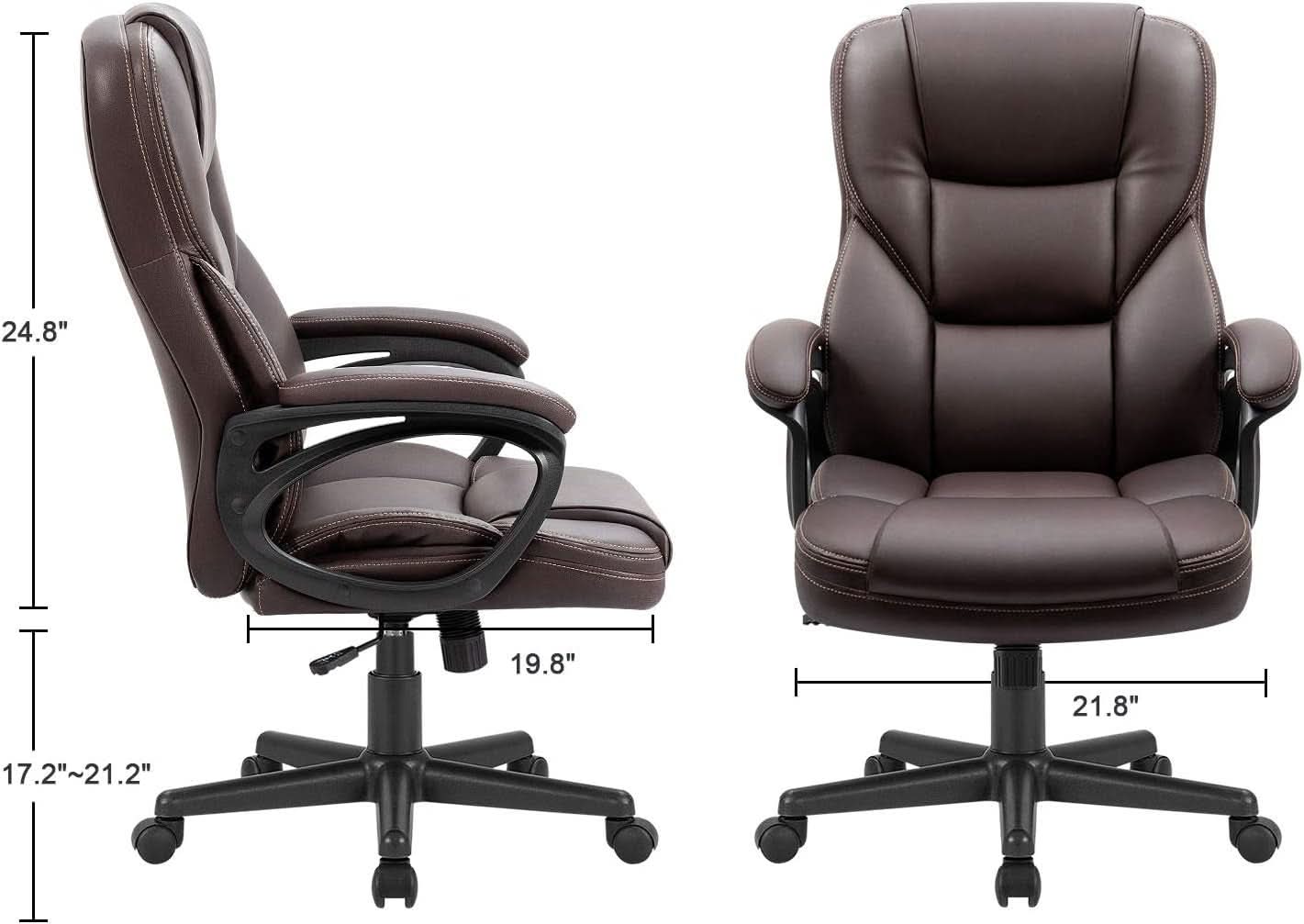 Executive Office Chair With Lumbar Support Brown PU Leather