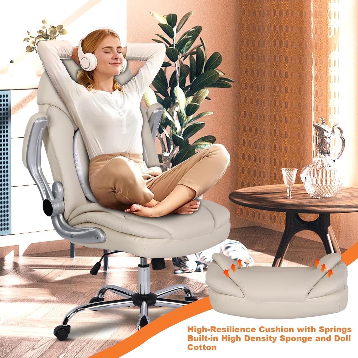 Executive Office Ergonomic Chair With Lumbar Support White
