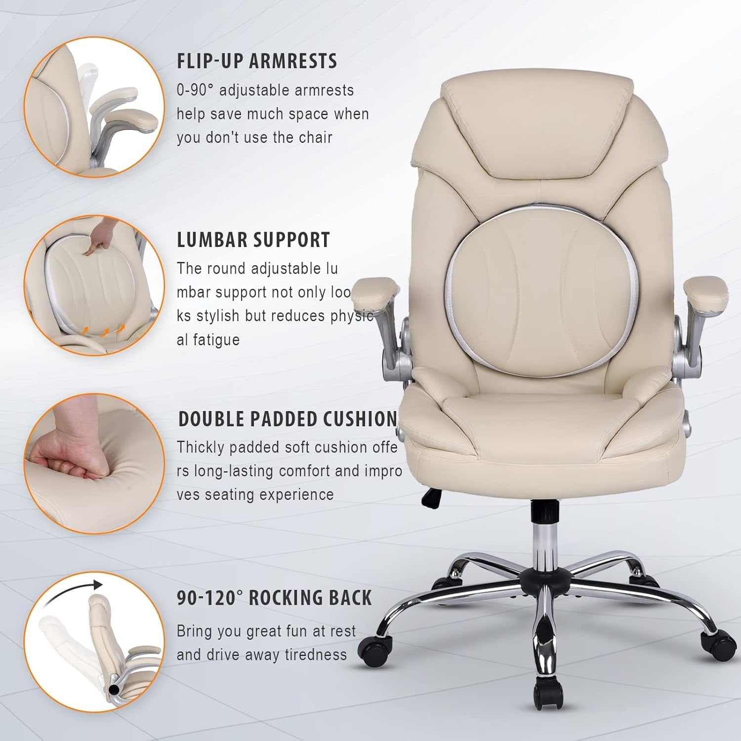 Executive Office Ergonomic Chair With Lumbar Support White