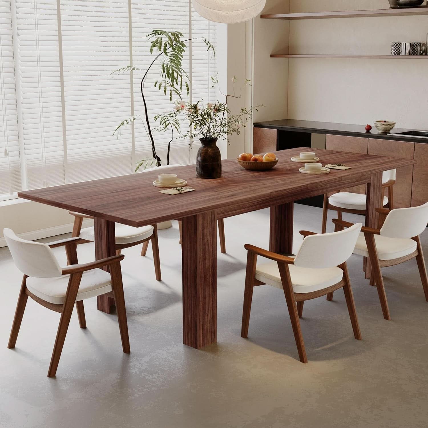 Expandable Dining Table For 6 To 8 Seater Brown Engineered Wood