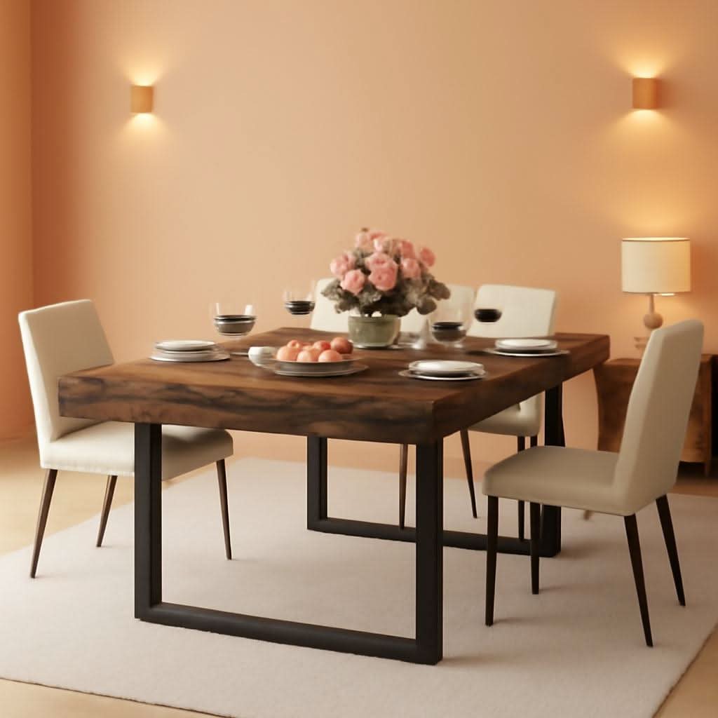 Expandable Rustic Brown Rectangular Dining Table 63in