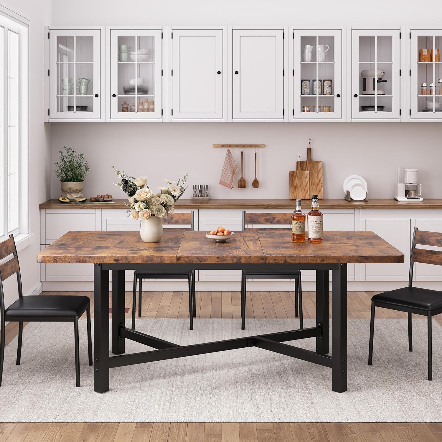 Extendable 62 Inch Brown Wood Dining Table Seats 4 To 6